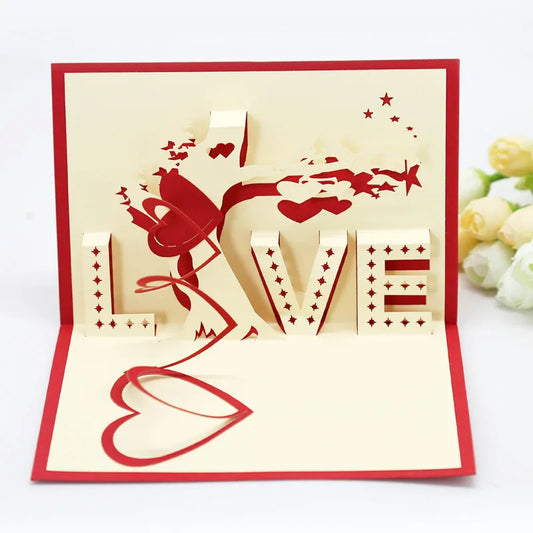 3D Pop-Up Love Card with Envelope – Handmade Greeting Card for Couples