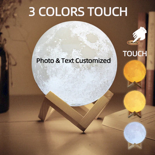 3D Printing Moon Lamp – Personalized Photo & Text Custom Night Light for Birthday, Mother’s Day & Valentine’s Gifts