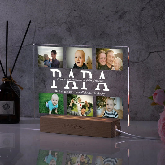 Personalized 3D Acrylic Photo Lamp – Custom Text Night Light for Mom, Dad, Family & Love Gifts