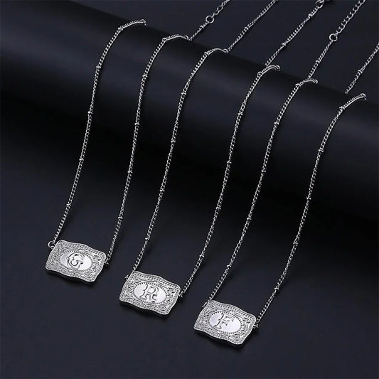 Trendy Initial Letter Pendant Necklace – Personalized Belt Buckle Style Y2K Jewelry for Women