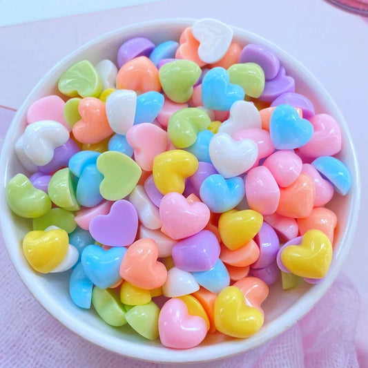 30Pcs Cute Mini Heart-Shaped Resin Figurines – Flatback Cabochons for Crafts & Accessories