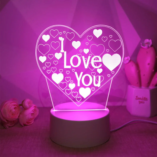 Pink Romantic Confession "I LOVE YOU" 3D Night Light – Gift Light for Lovers & Bedroom Decorate