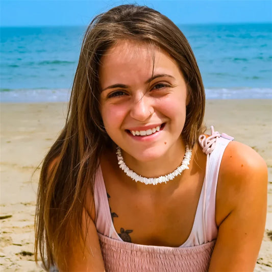 Square White Puka Shell Necklace – Surfer Choker Beach Style for Men & Women