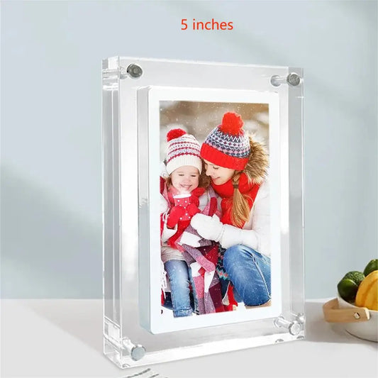 Acrylic Digital Photo Frame – 5/7 Inch IPS Display with Auto-Rotate, 4G Memory & 1000mAh Battery