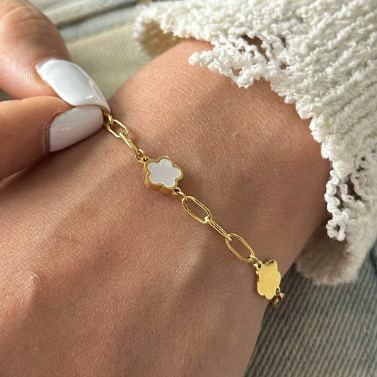 Youthway 18K Gold Plated Flower Bracelet & Necklace Set – Waterproof Classic Jewelry for Women
