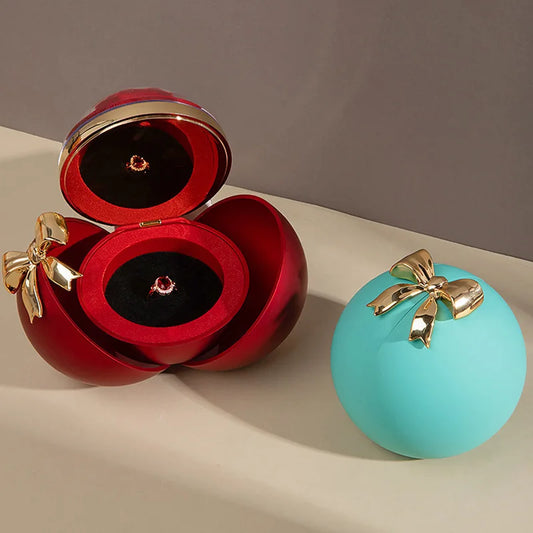 Round Bow Eternal Rose Gift Box – Jewelry Storage with Necklace or Ring Display