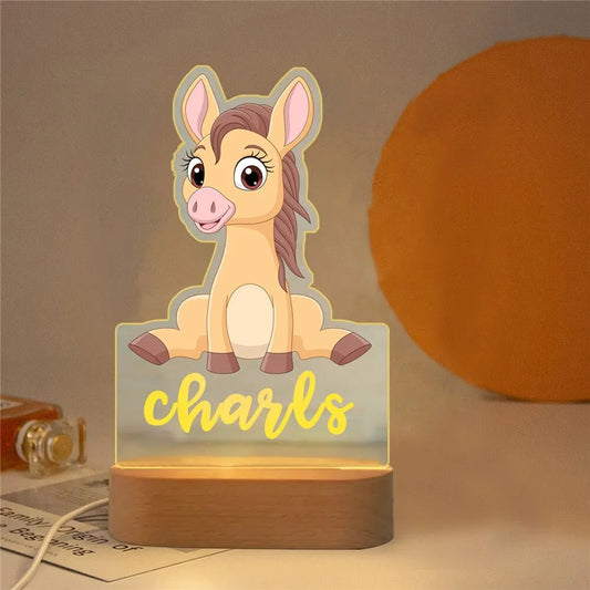 Personalized Animal Night Light – Custom Name Acrylic Lamp for Kids & Baby Room Décor