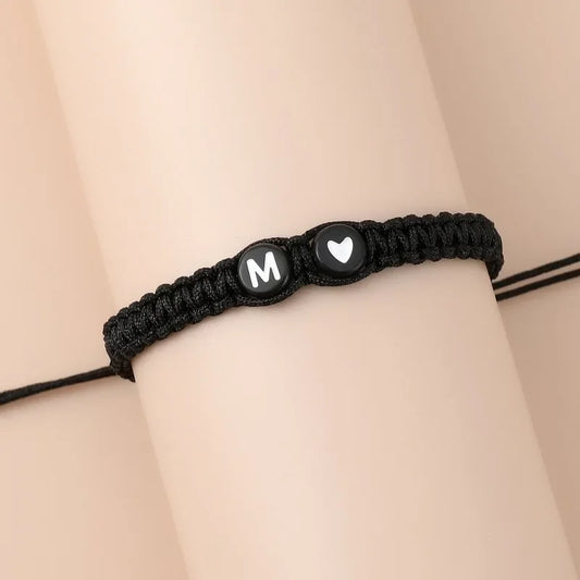26 Letters Initial Heart Braided Bracelets