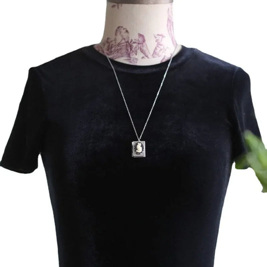 Gothic Cat Cameo Pendant Necklace