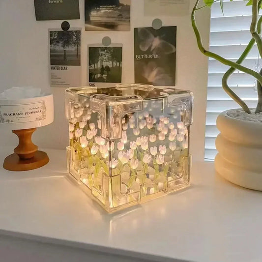 DIY Tulip Flower Sea Cube Night Lamp Kit