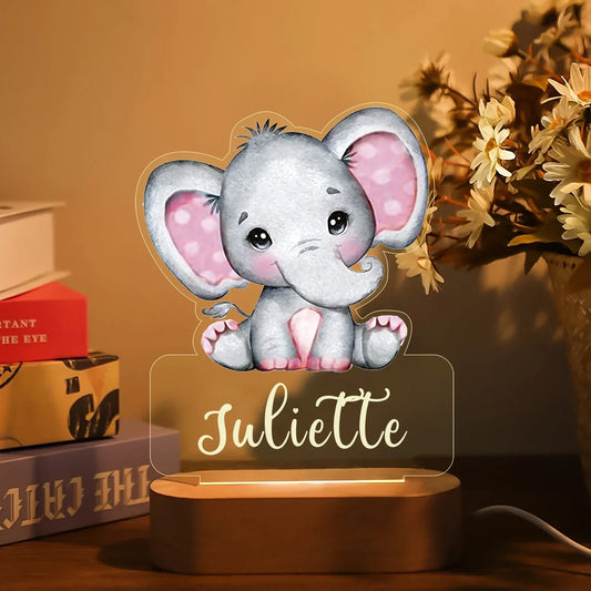 Personalized Animal Night Light – Custom Name Acrylic Lamp for Kids & Baby Room Décor