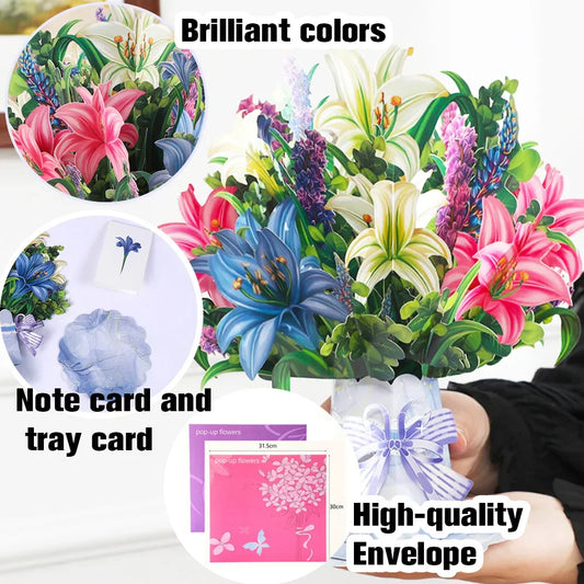 Premium 3D Pop-Up Flower Bouquet Card – Handmade Greeting Card for Special Occasions