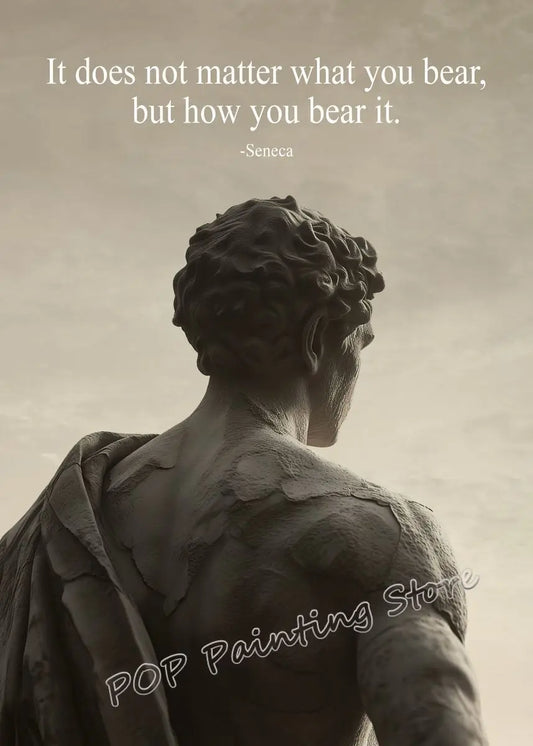 Stoic Wisdom Philosophical Quote Poster – Minimalist Greek Sculpture Canvas Wall Art