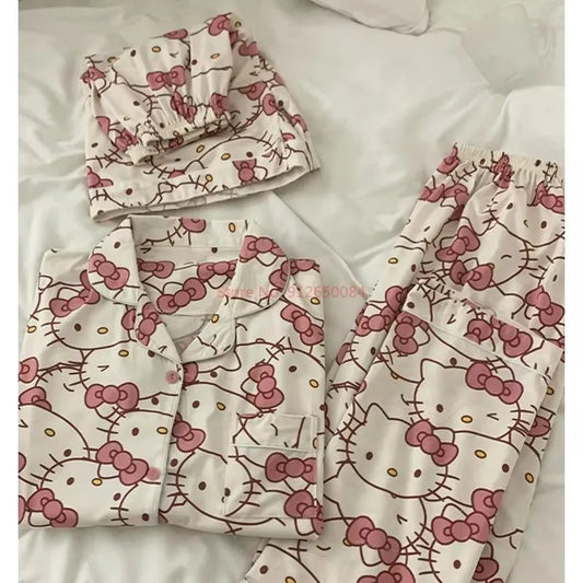 Sanrio Hello Kitty Pajama Set – Kawaii Anime Sleepwear for Girls (Long & Short Options)