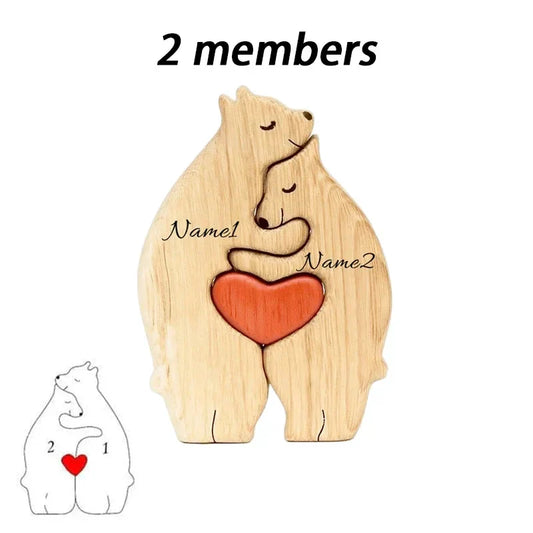 Art Wooden Bear Family Puzzle – Personalized Name Home Decor Gift