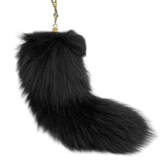 Huge Fluffy Faux Fur Fox Tail Keychain – Therian Tail Pendant Gift for Women & Girls