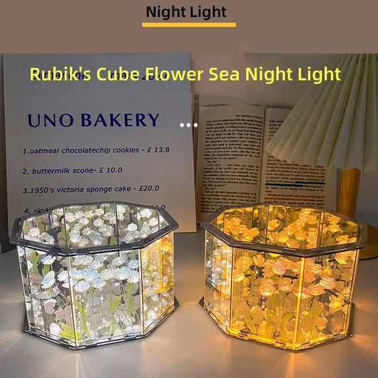 DIY Tulip Mirror Cube Lamp – 3D LED Nightlight Craft Kit & Handmade Gift