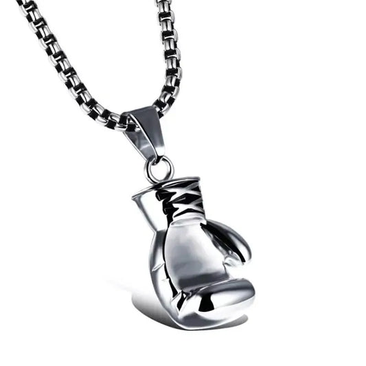 Boxing Gloves Pendant Necklace – Punk Stainless Steel Chain for Men & Boyfriend Gift