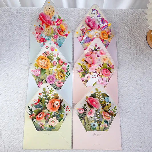 3D Flower Greeting Card Set – Romantic Cards for Birthdays, Christmas, Weddings & More