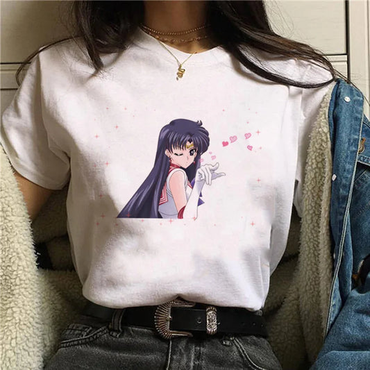 Sailor Moon Women’s T-Shirt – Personalized Print, Large-Size Short Sleeve Tee for Girls & Birthday Gifts