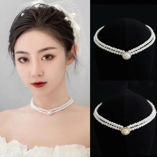 Personalized Pearl Necklace & Earrings Set – French Vintage Elegant Jewelry for Women